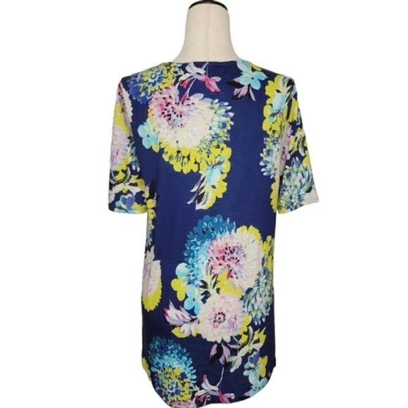 Chico's Blooming Happiness Scoop Neck Asymmetrical Grommet Tunic Size S - Picture 4 of 10